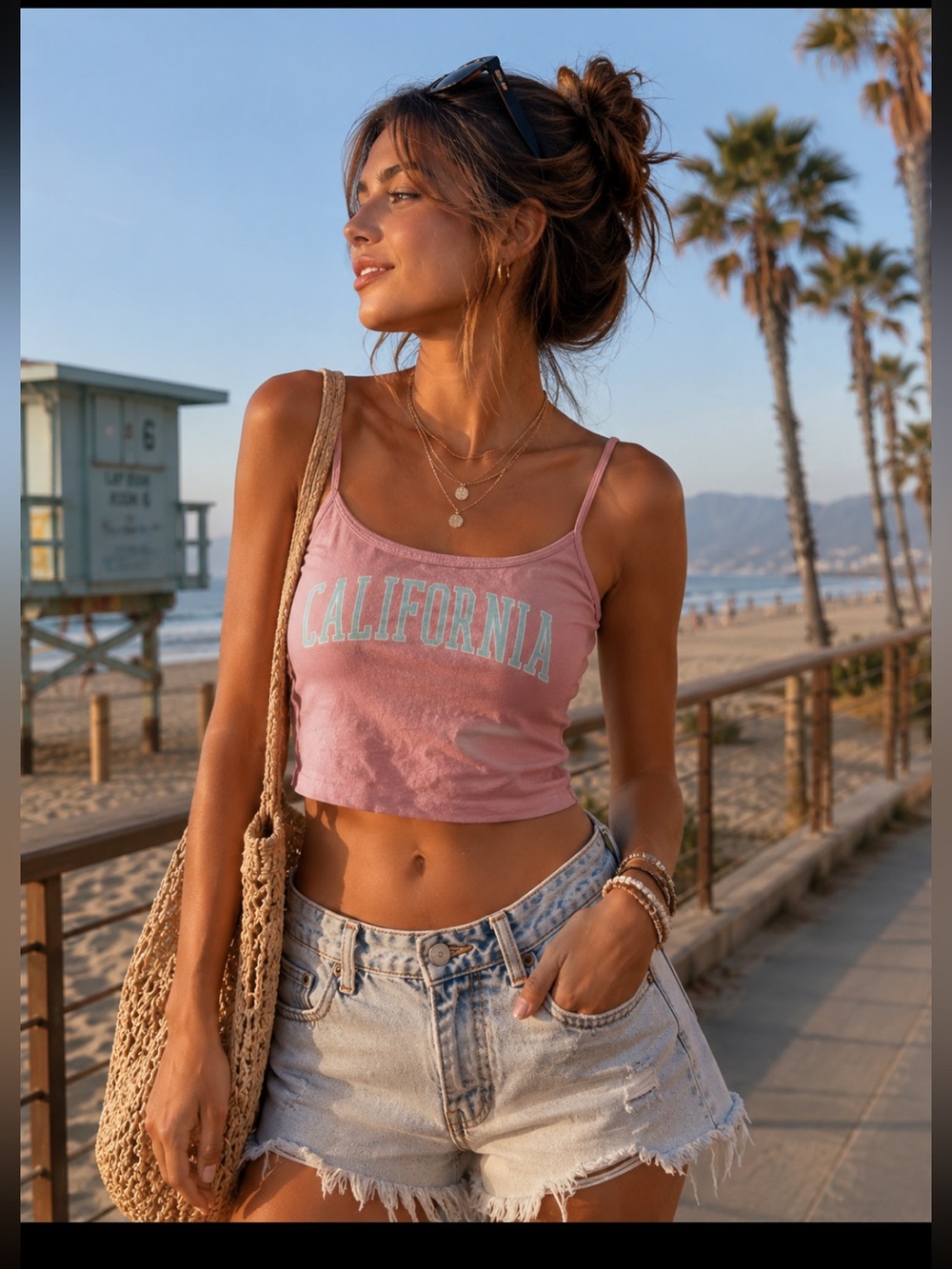 Hollister Pink 'California' Scoop Neck Crop Tank